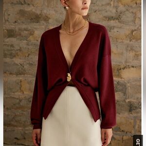 Commense Burgundy Cardigan Sweater